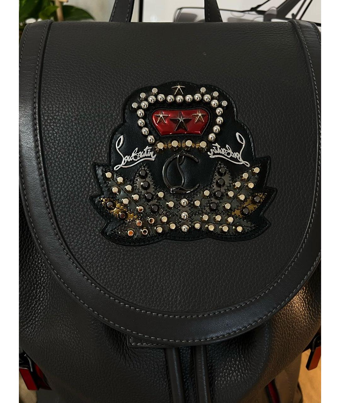 CHRISTIAN LOUBOUTIN Антрацитовый кожаный рюкзак, фото 4