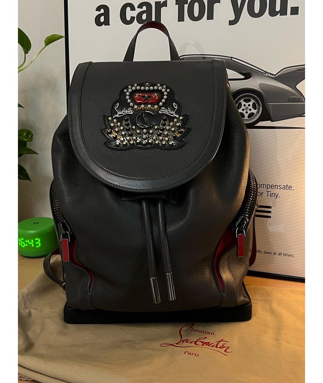 CHRISTIAN LOUBOUTIN Антрацитовый кожаный рюкзак, фото 3