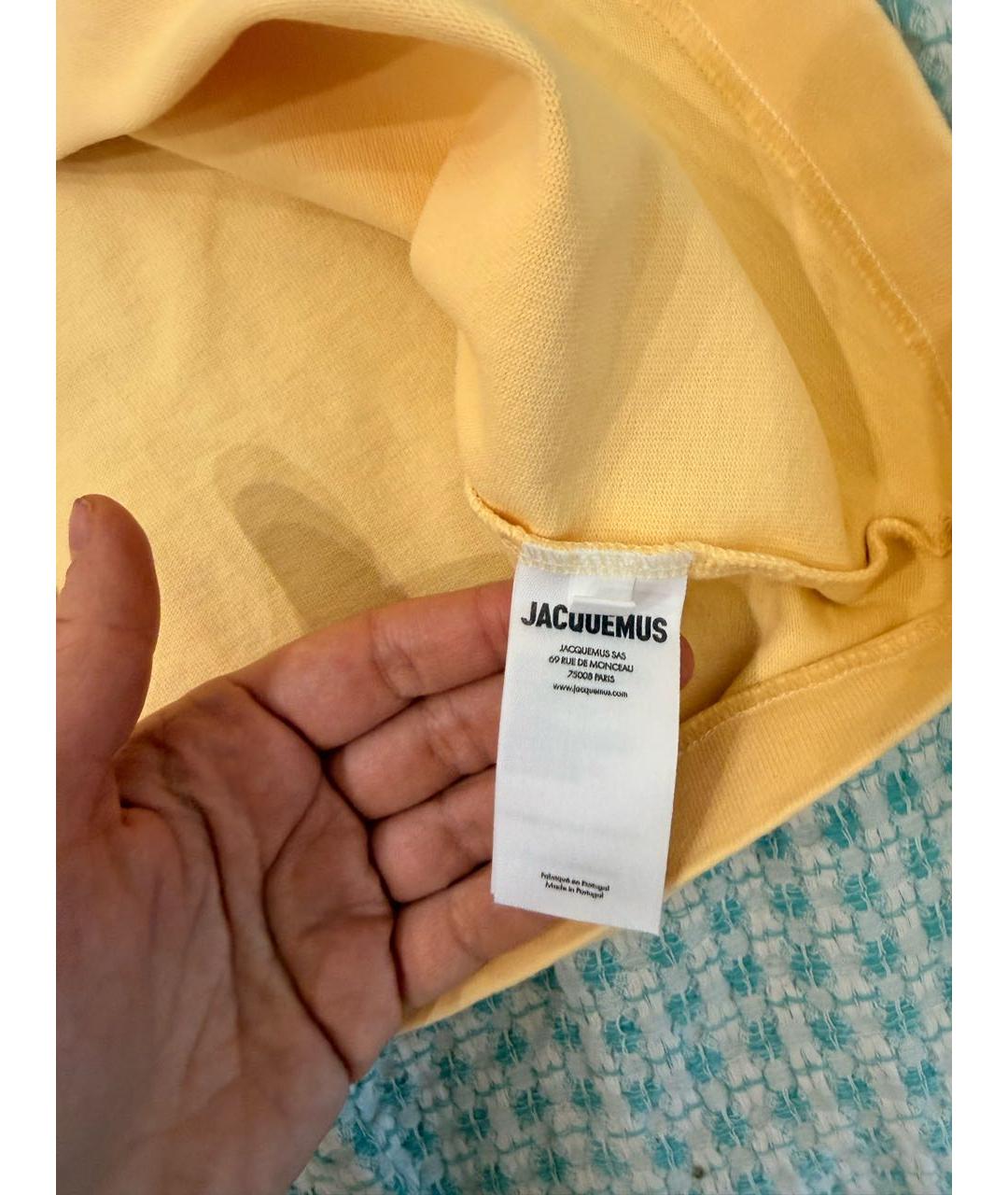 JACQUEMUS Оранжевая хлопковая футболка, фото 4