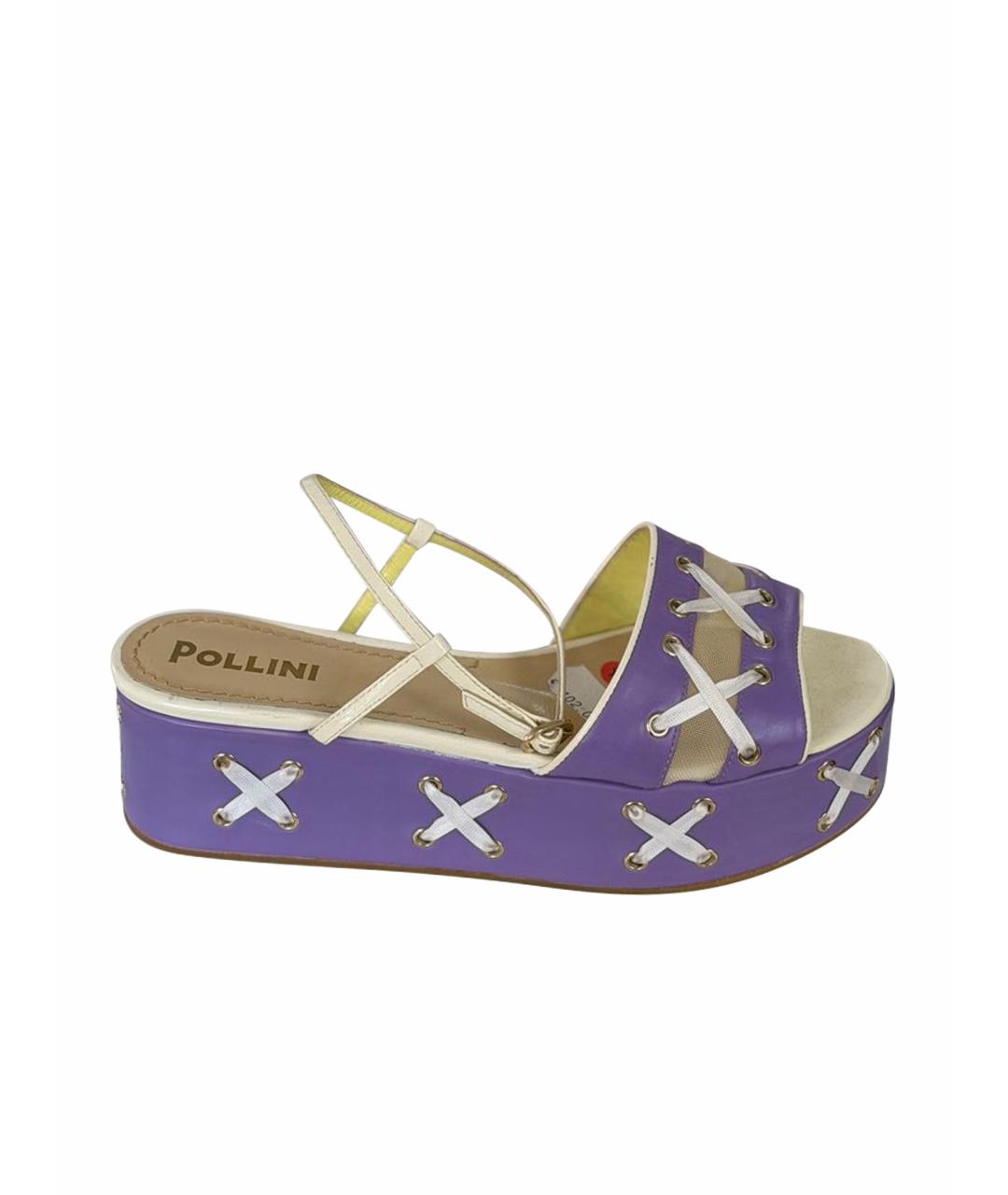 POLLINI Фиолетовые кожаные босоножки, фото 1