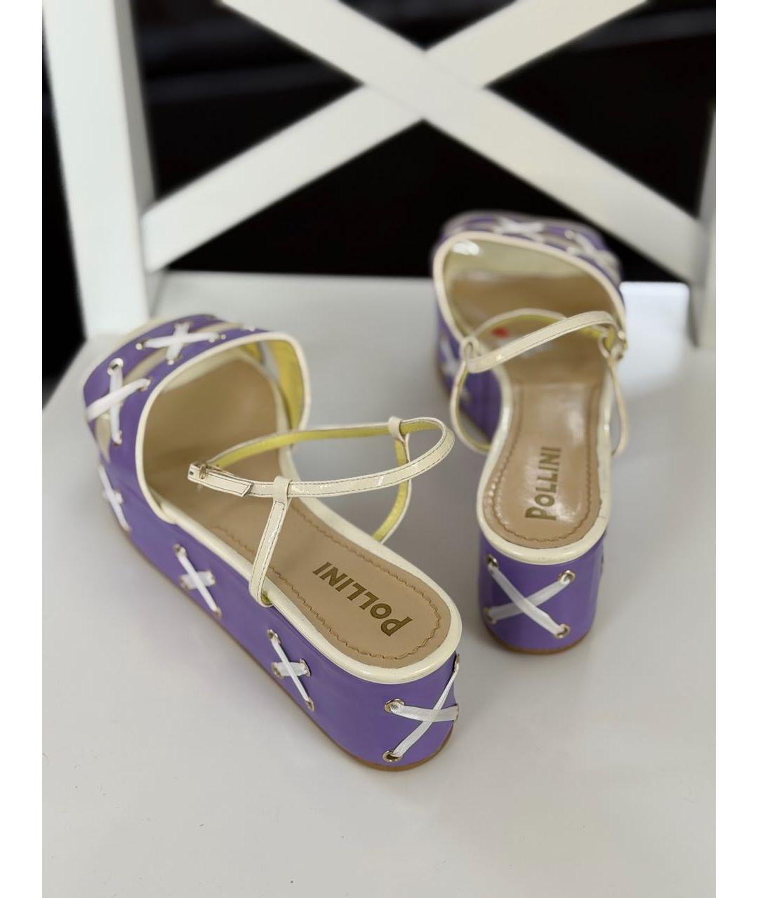 POLLINI Фиолетовые кожаные босоножки, фото 4