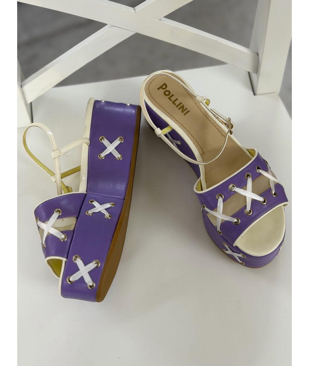 POLLINI Фиолетовые кожаные босоножки, фото 7