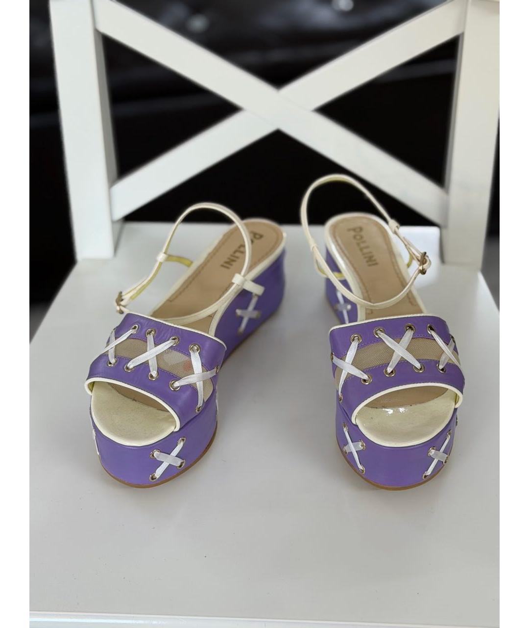 POLLINI Фиолетовые кожаные босоножки, фото 2