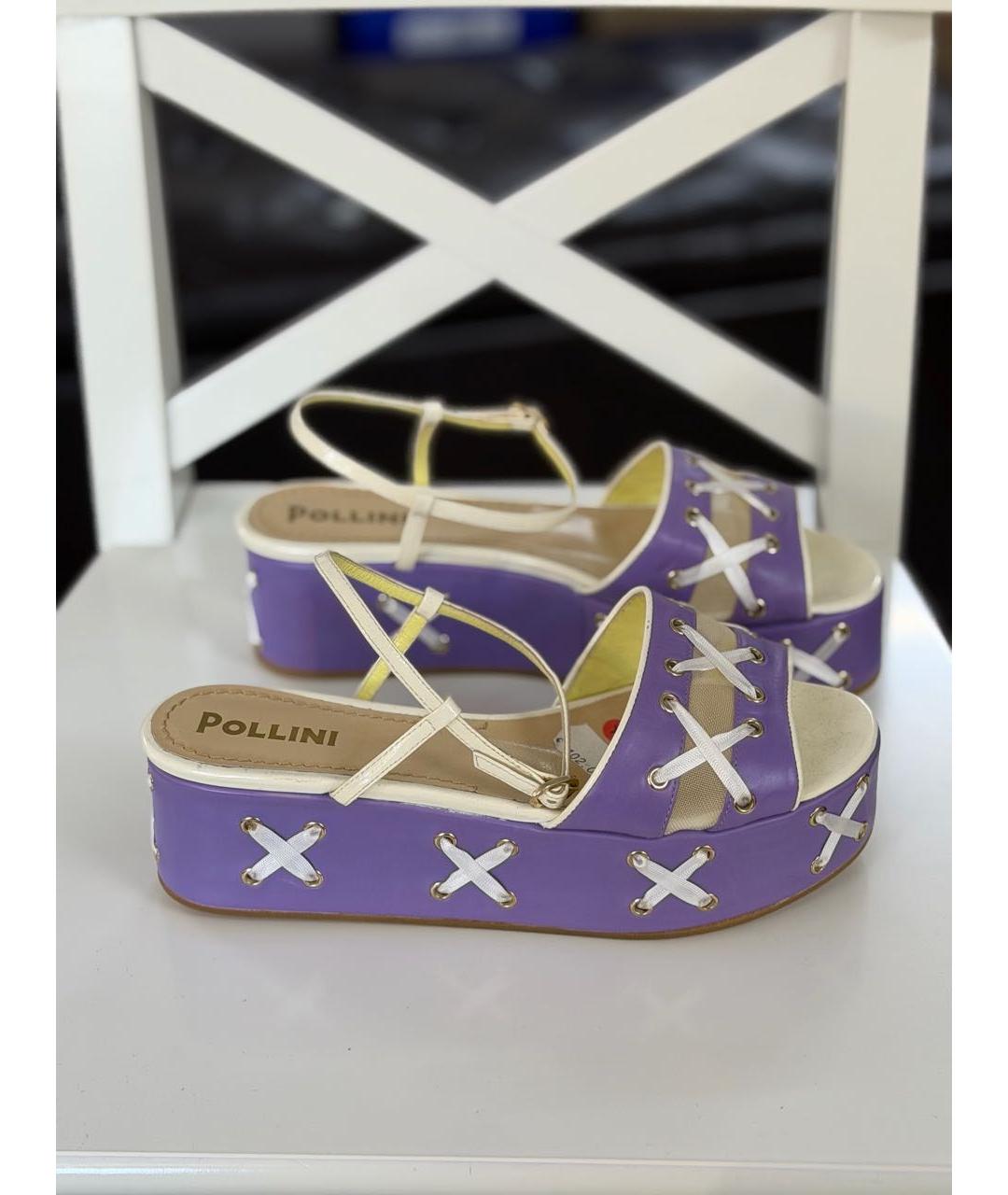 POLLINI Фиолетовые кожаные босоножки, фото 9
