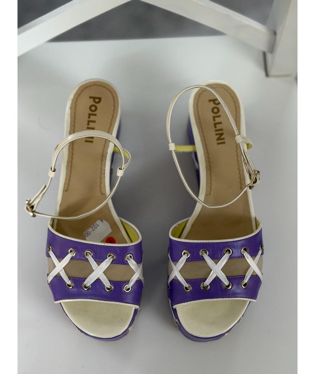 POLLINI Фиолетовые кожаные босоножки, фото 3