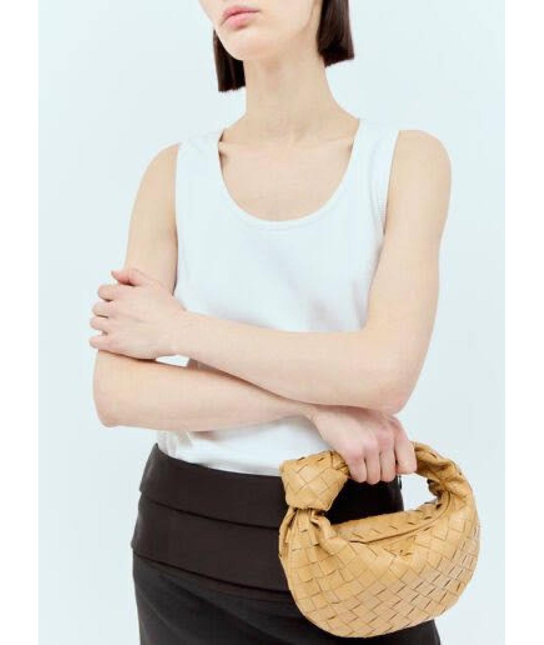 BOTTEGA VENETA Бежевая кожаная сумка с короткими ручками, фото 8