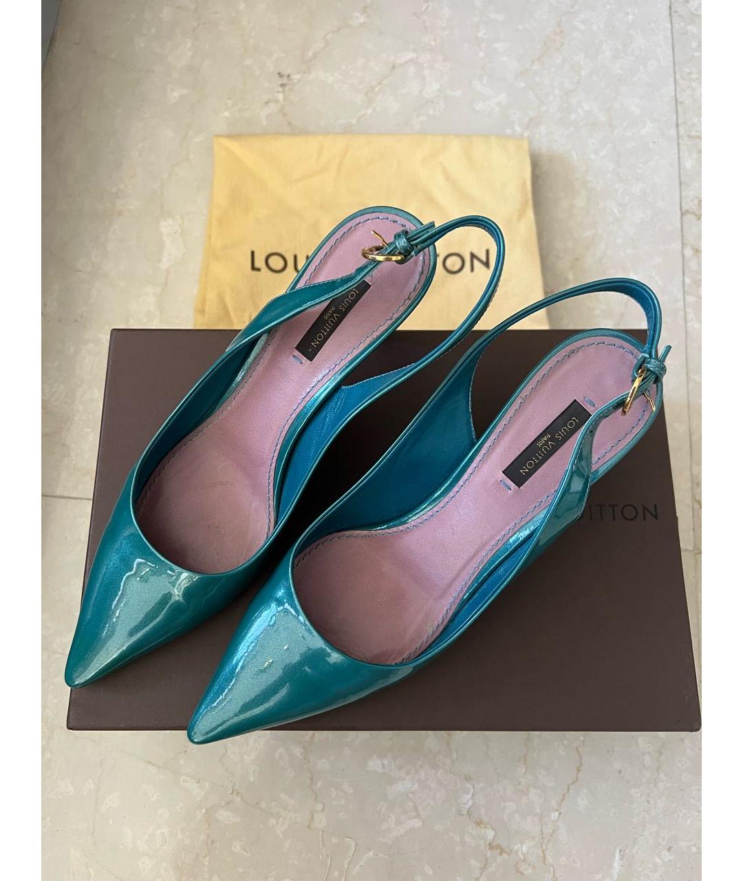 LOUIS VUITTON Бирюзовые туфли из лакированной кожи, фото 5