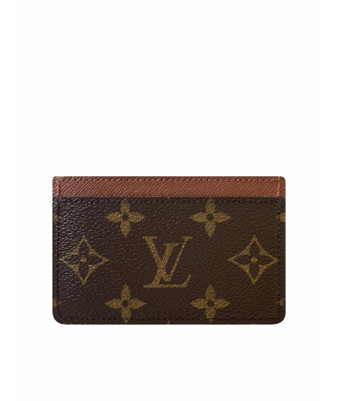 LOUIS VUITTON Коричневый кожаный кардхолдер, фото 1