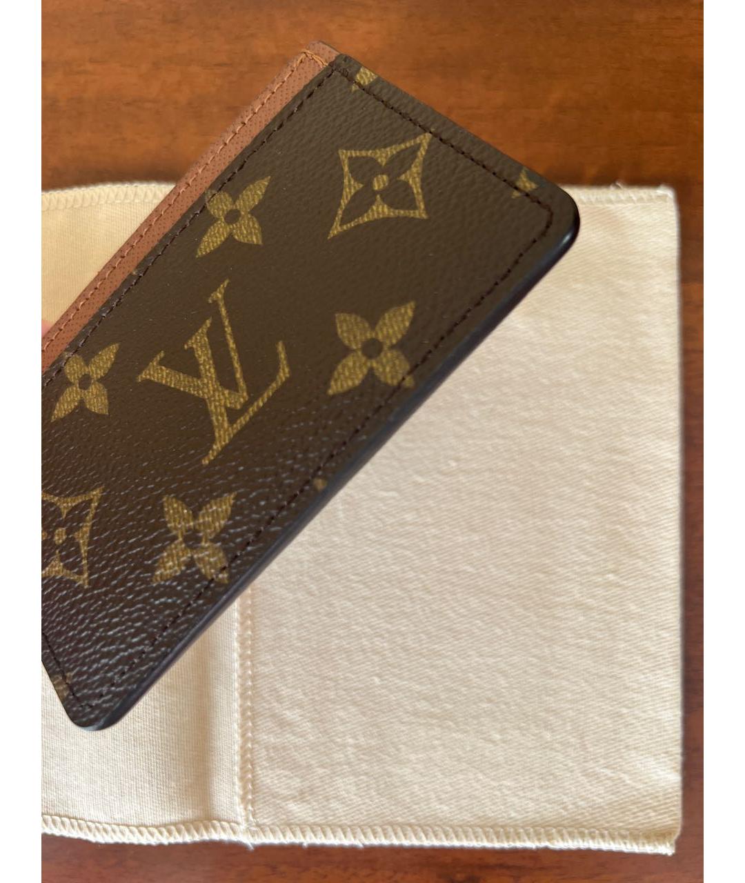 LOUIS VUITTON Коричневый кожаный кардхолдер, фото 3
