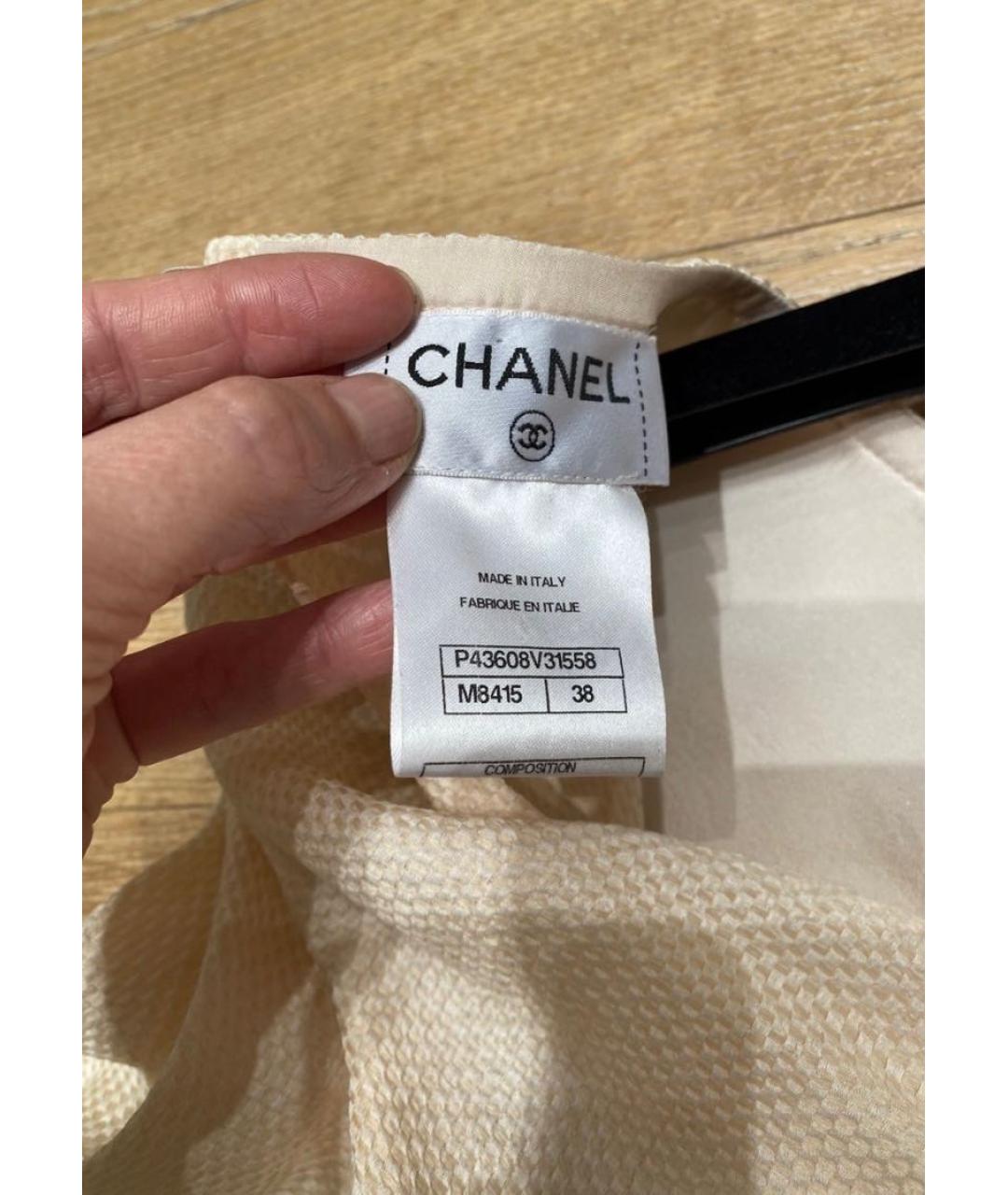 CHANEL Бежевая шелковая блузы, фото 3