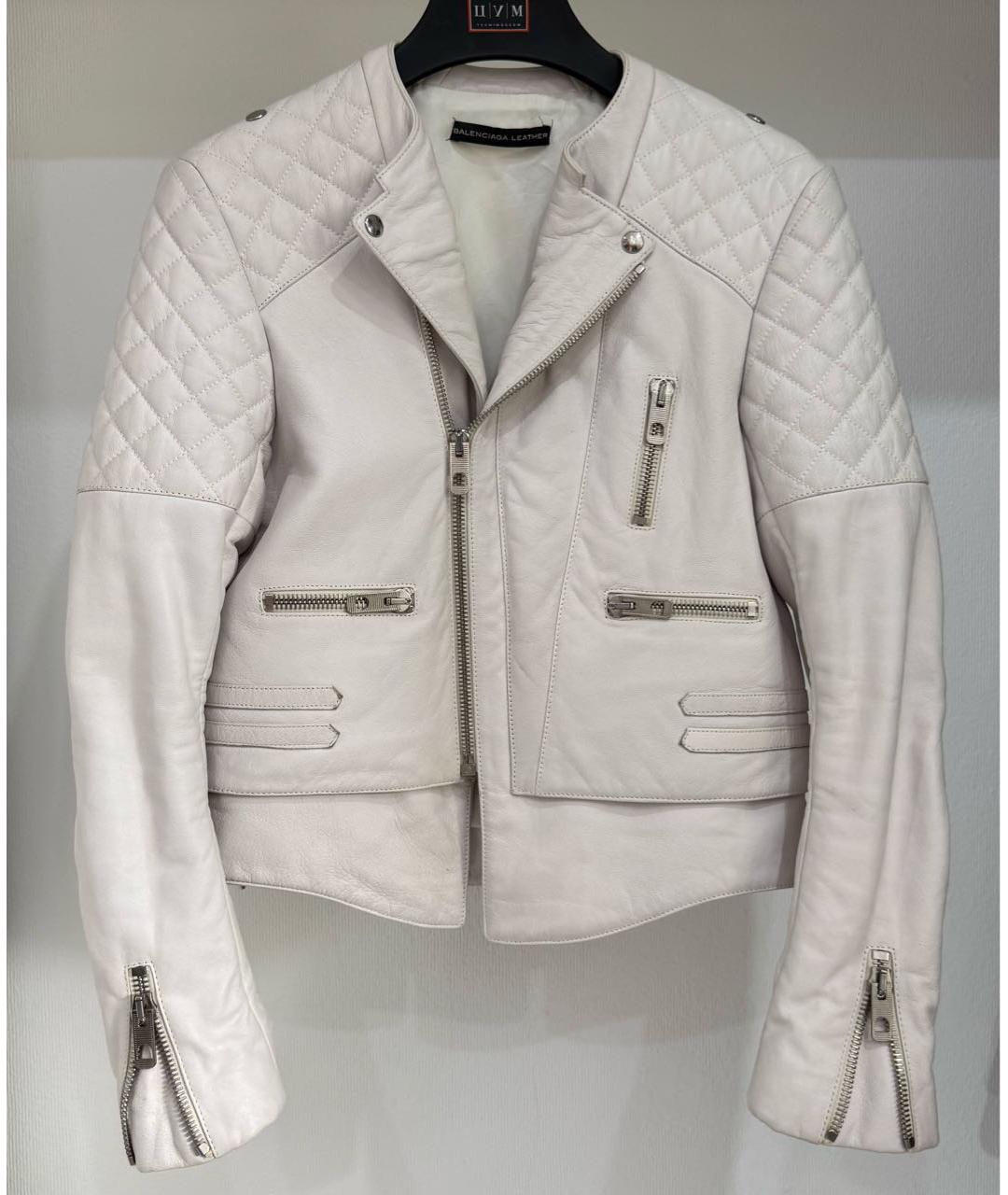 BALENCIAGA Белая кожаная куртка, фото 3