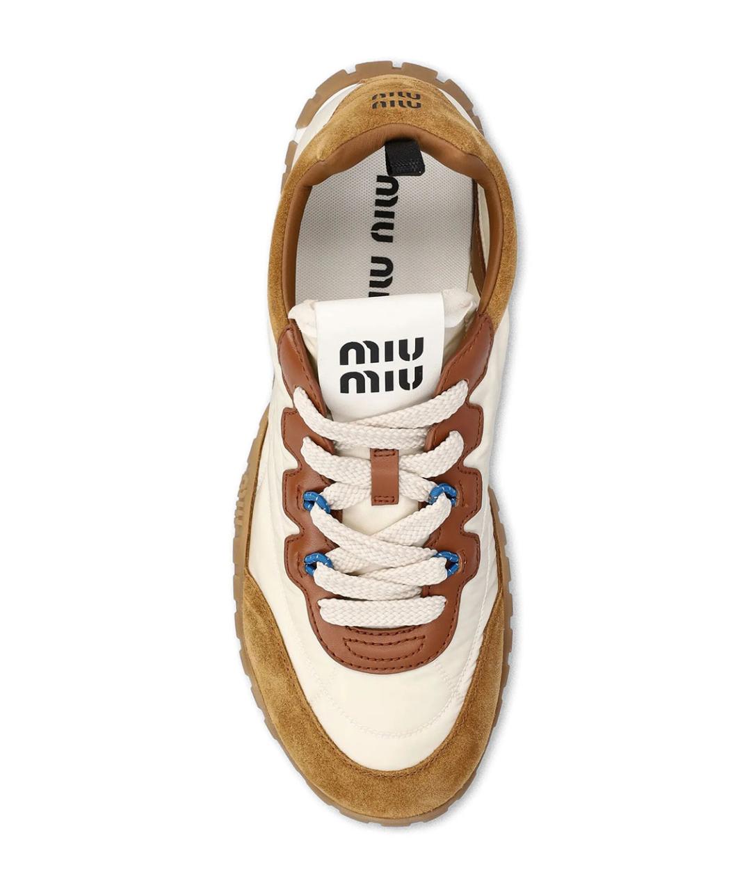 MIU MIU Бежевые текстильные кроссовки, фото 4