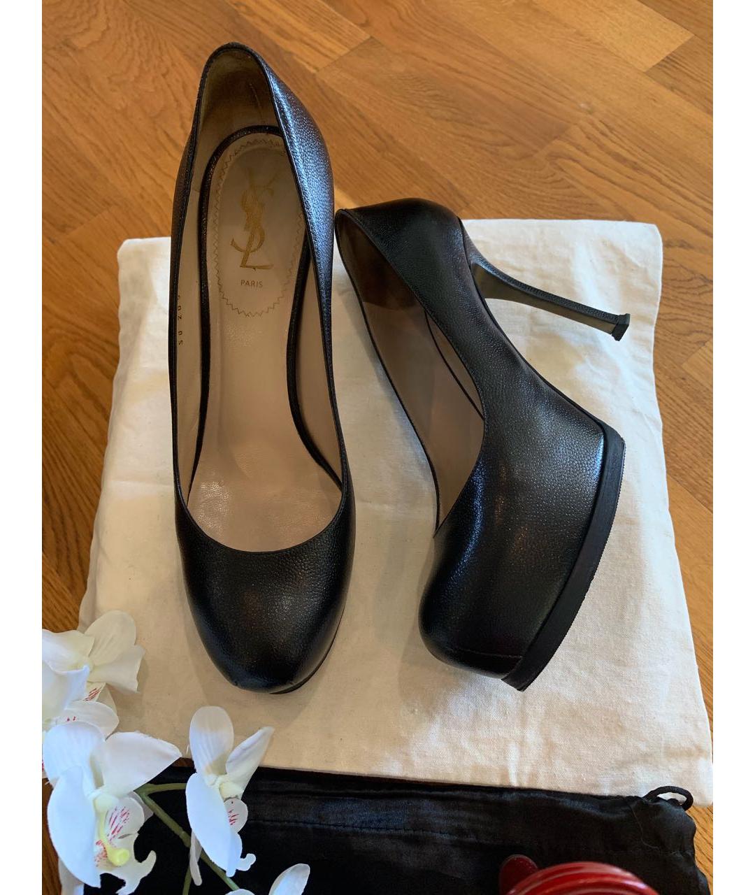 SAINT LAURENT Черные кожаные туфли, фото 5