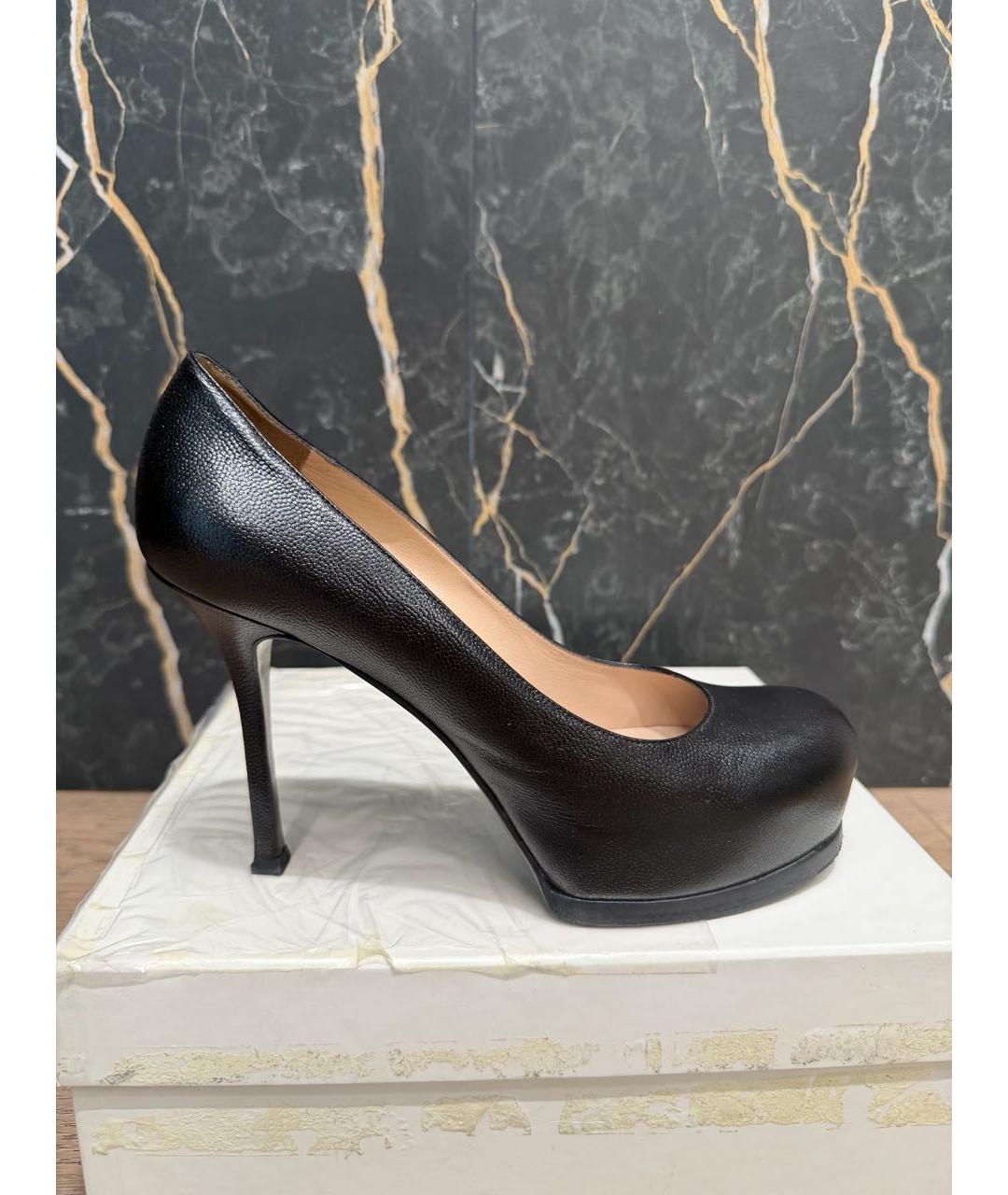 SAINT LAURENT Черные кожаные туфли, фото 7