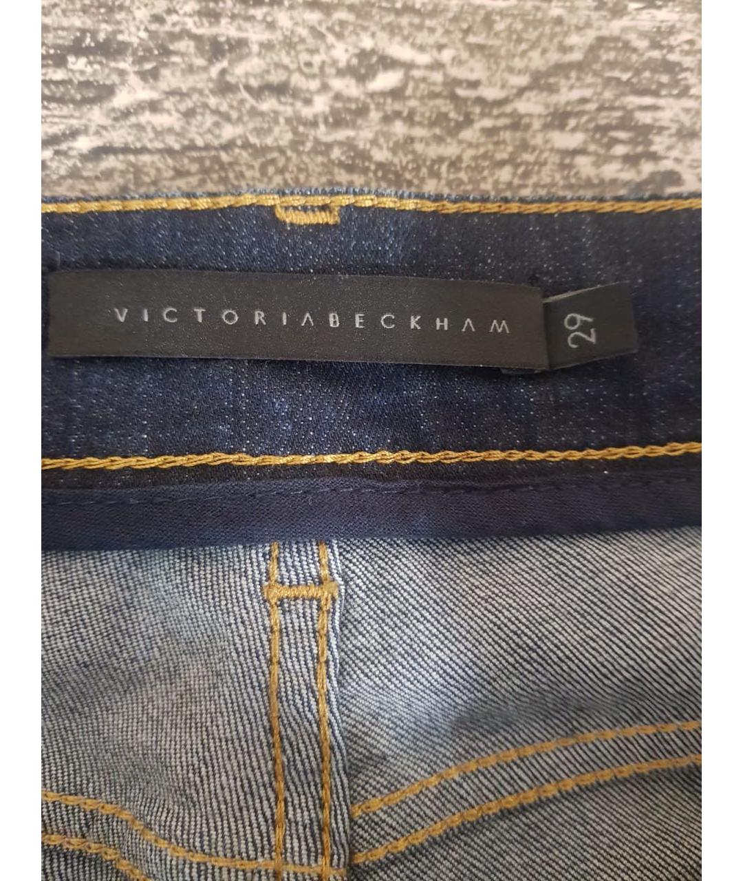 VICTORIA BECKHAM Темно-синие хлопковые джинсы клеш, фото 4