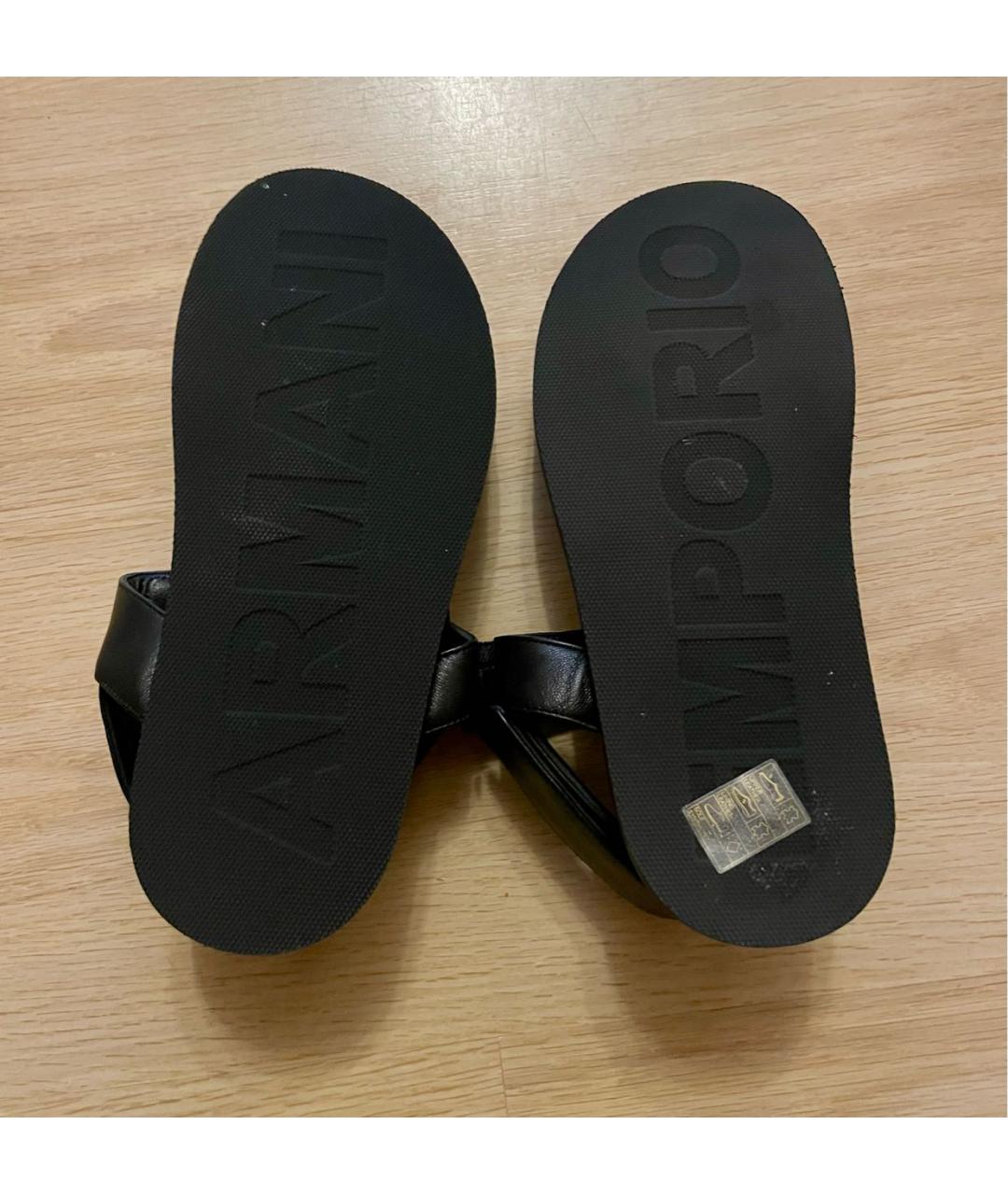 EMPORIO ARMANI Черные кожаные сандалии, фото 5