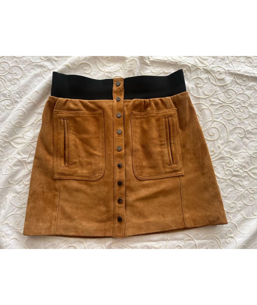 ZADIG & VOLTAIRE Горчичная замшевая юбка мини, фото 8
