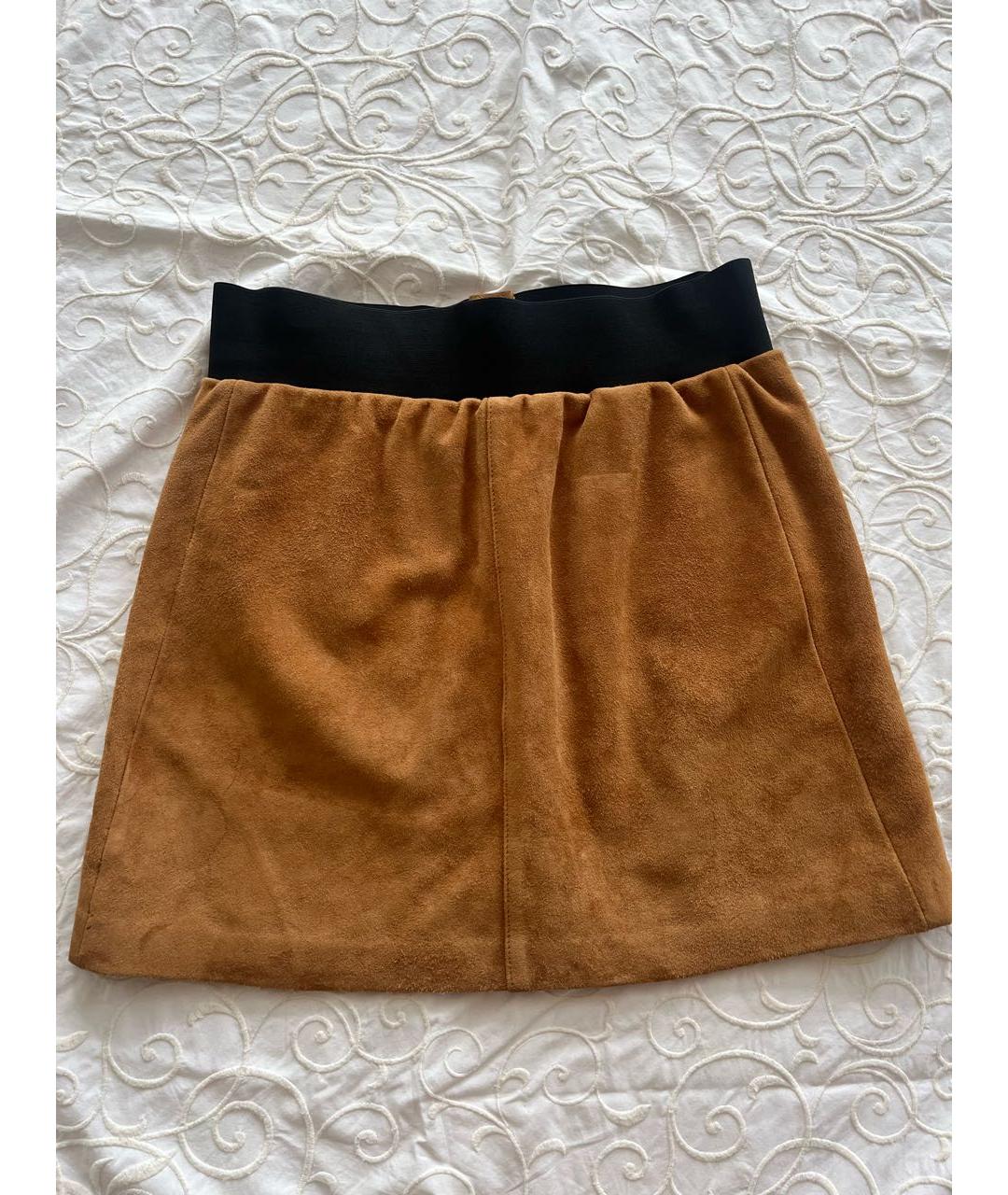 ZADIG & VOLTAIRE Горчичная замшевая юбка мини, фото 2