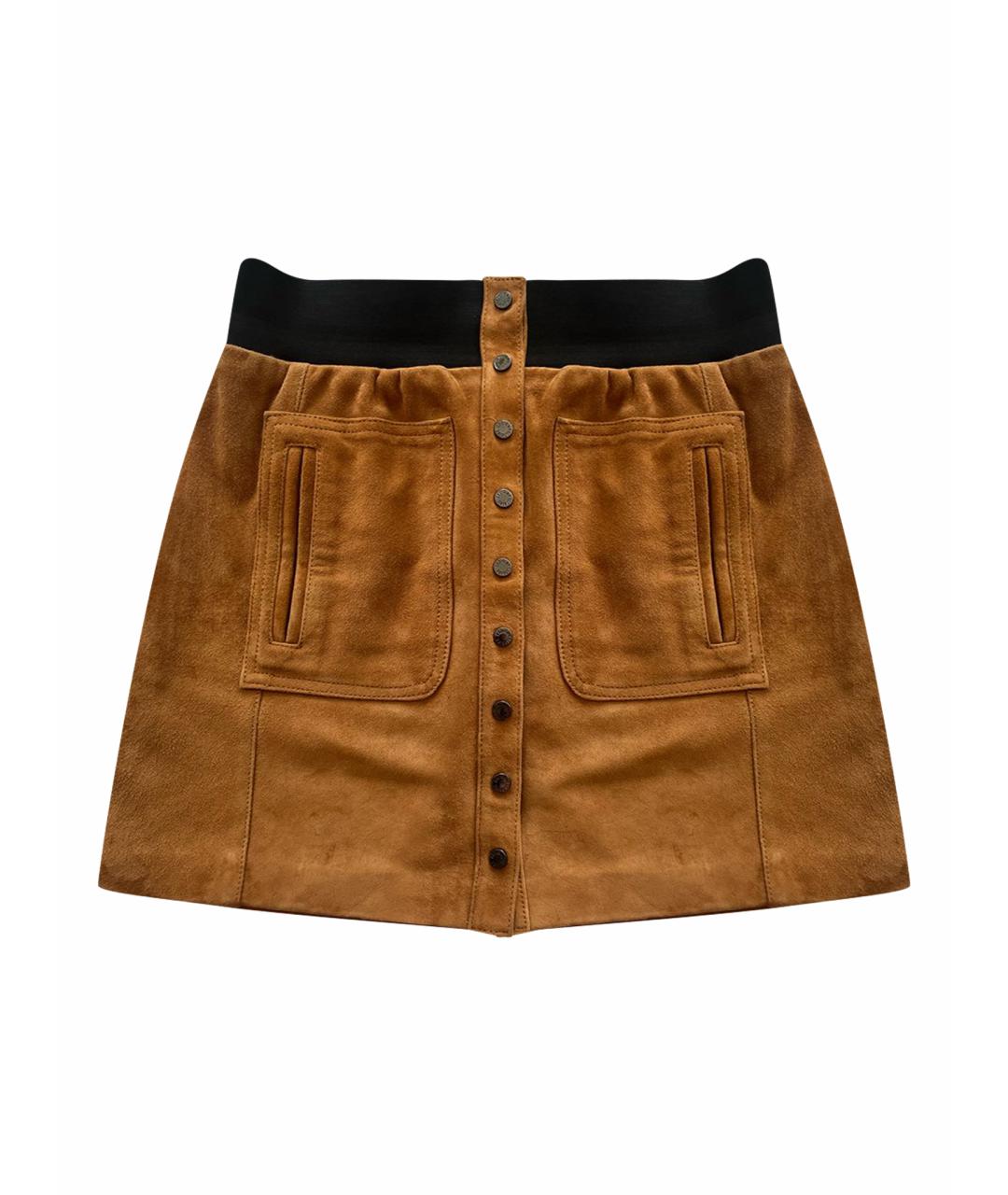 ZADIG & VOLTAIRE Горчичная замшевая юбка мини, фото 1