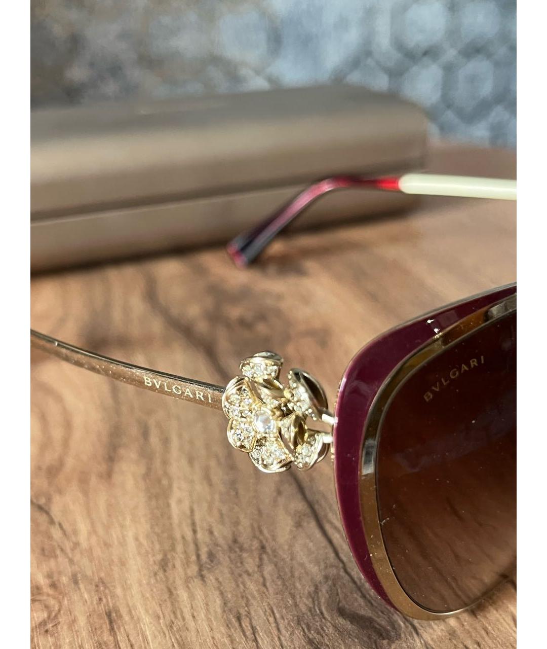 BVLGARI Золотые металлические солнцезащитные очки, фото 3
