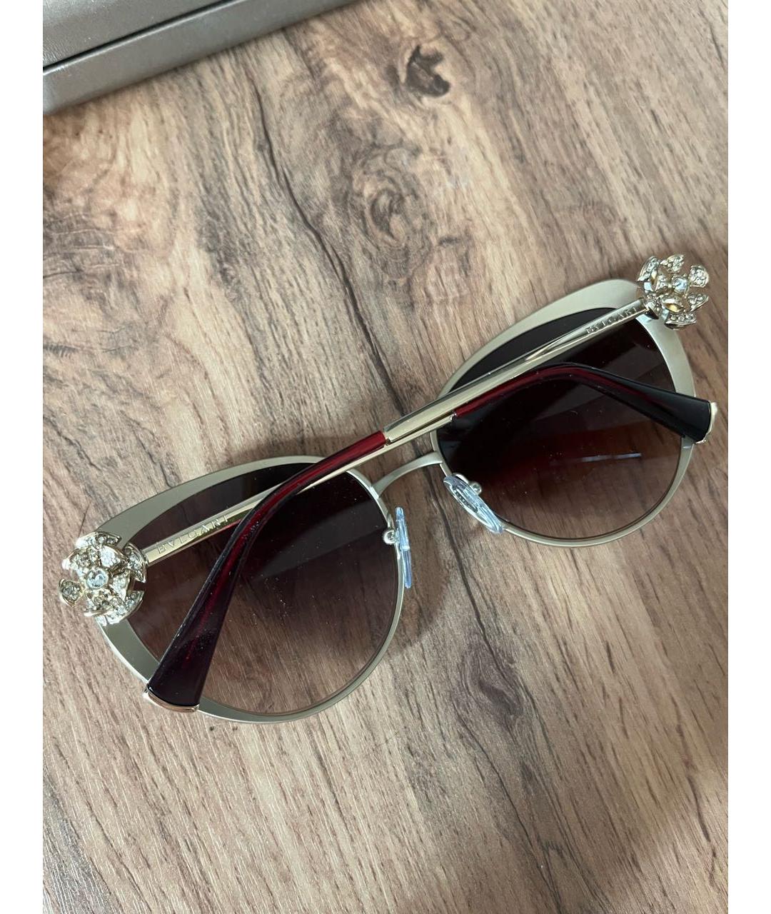 BVLGARI Золотые металлические солнцезащитные очки, фото 5
