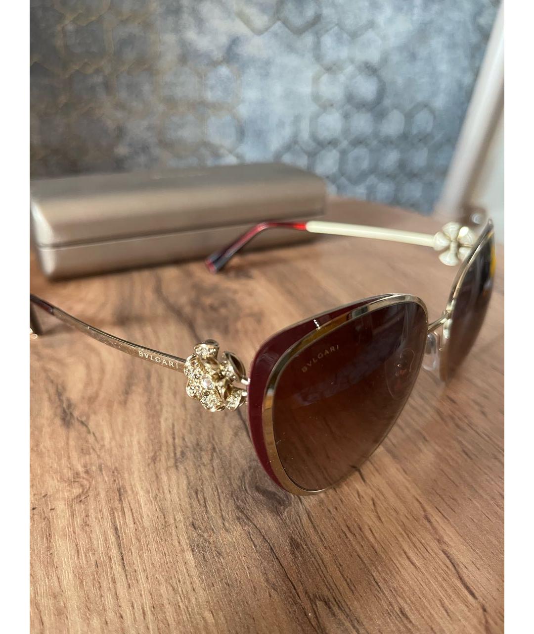 BVLGARI Золотые металлические солнцезащитные очки, фото 2