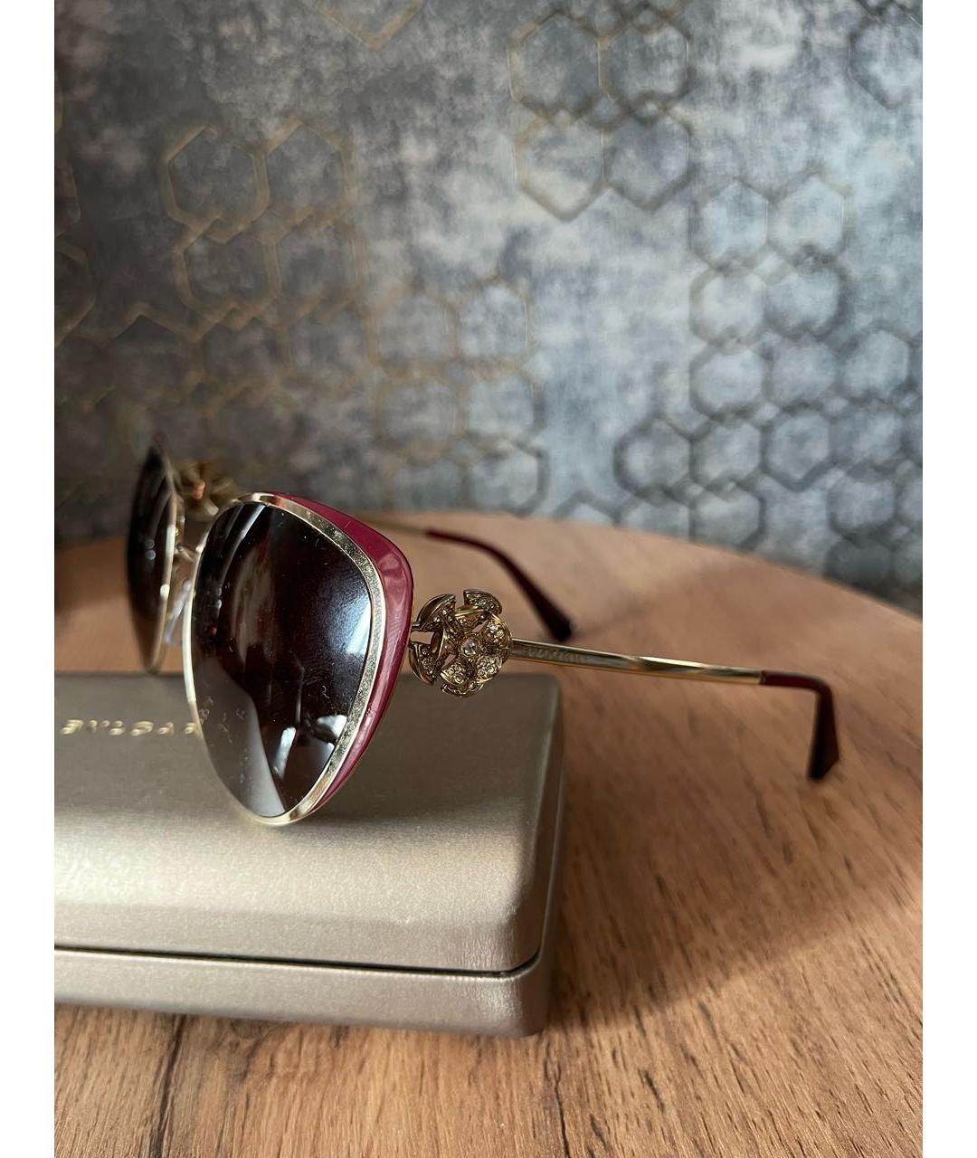 BVLGARI Золотые металлические солнцезащитные очки, фото 6