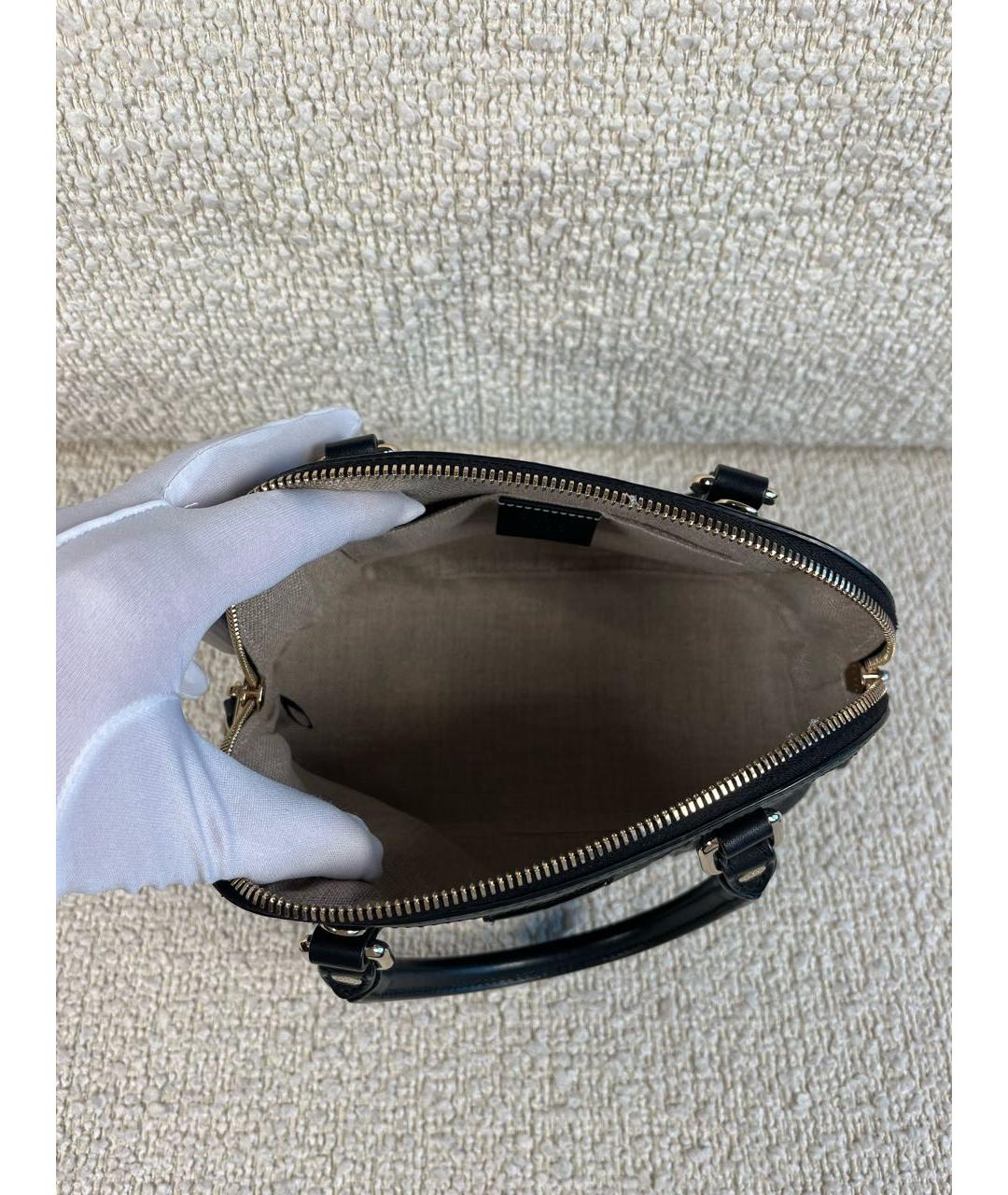 GUCCI Черная кожаная сумка с короткими ручками, фото 4