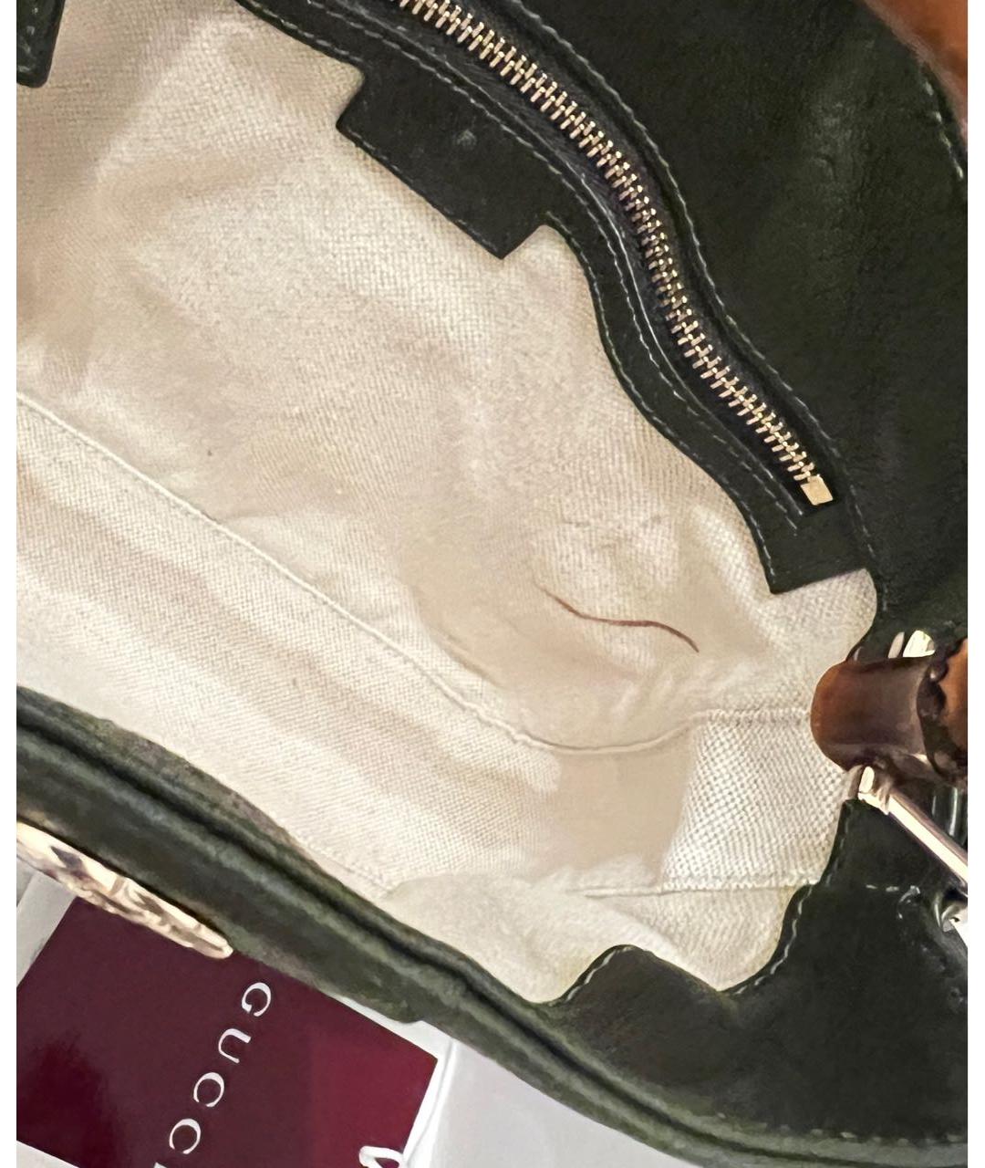GUCCI Хаки кожаная сумка с короткими ручками, фото 7