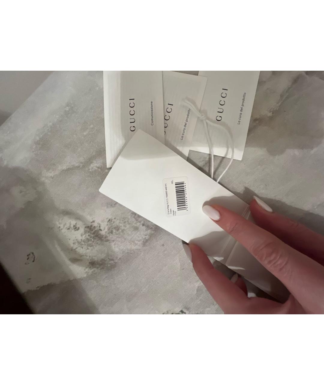 GUCCI Хаки кожаная сумка с короткими ручками, фото 6