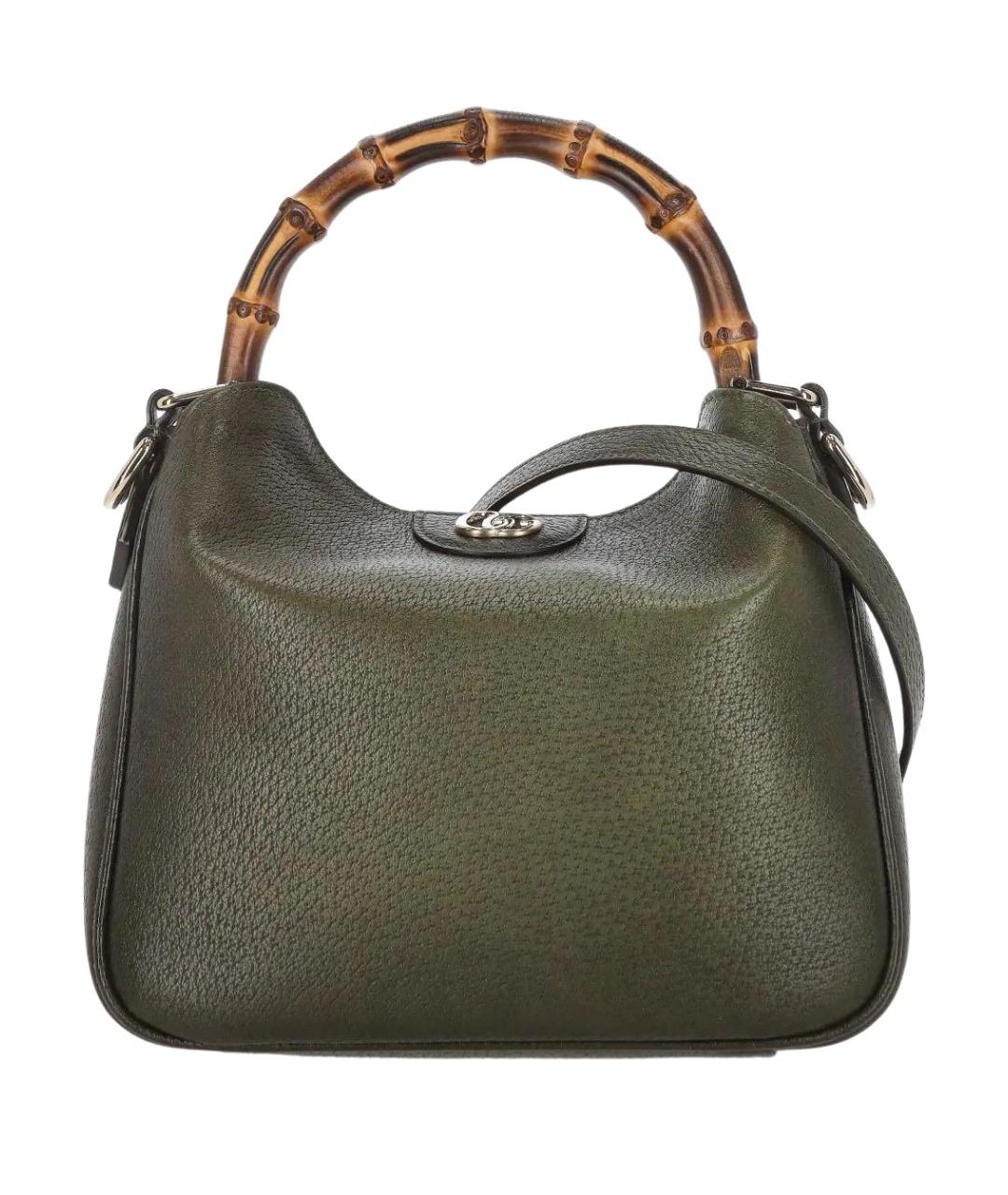 GUCCI Хаки кожаная сумка с короткими ручками, фото 1