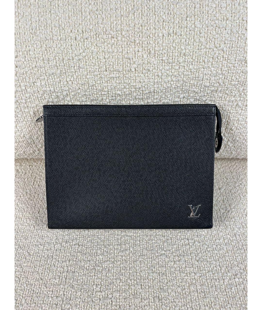 LOUIS VUITTON Черная кожаная папка для документов, фото 9