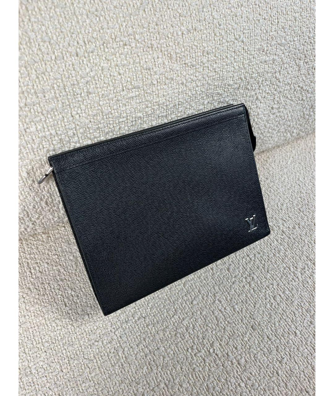 LOUIS VUITTON Черная кожаная папка для документов, фото 2