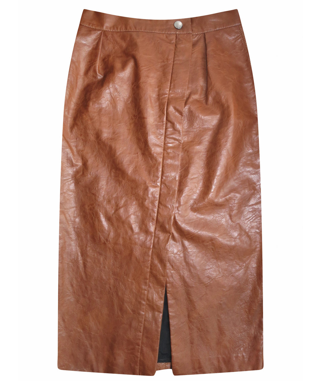 TELA Коричневая полиуретановая юбка миди, фото 1