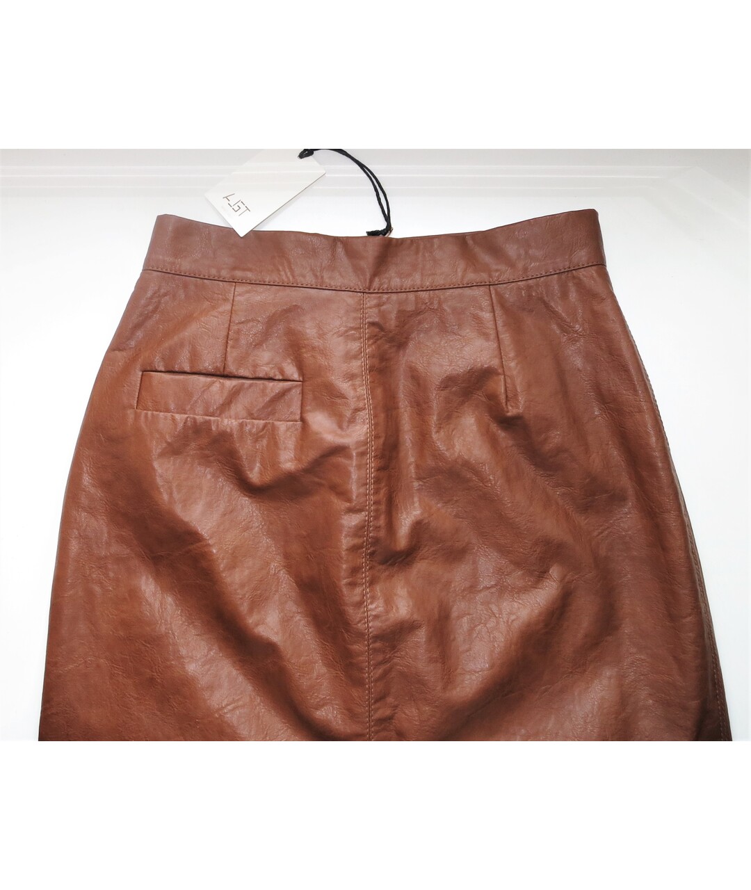 TELA Коричневая полиуретановая юбка миди, фото 3