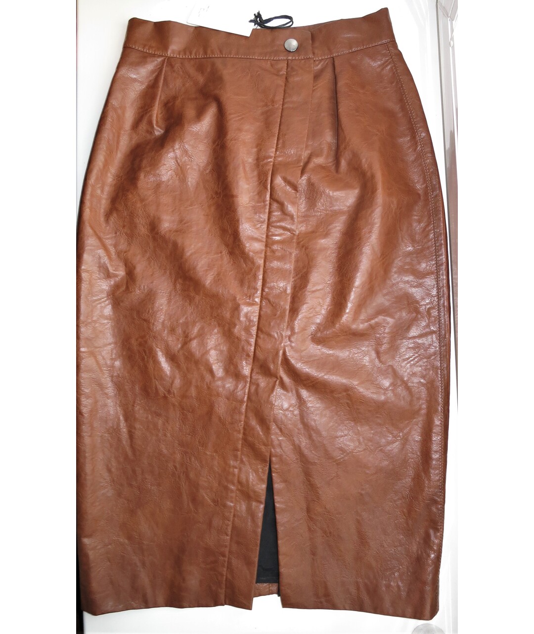 TELA Коричневая полиуретановая юбка миди, фото 8