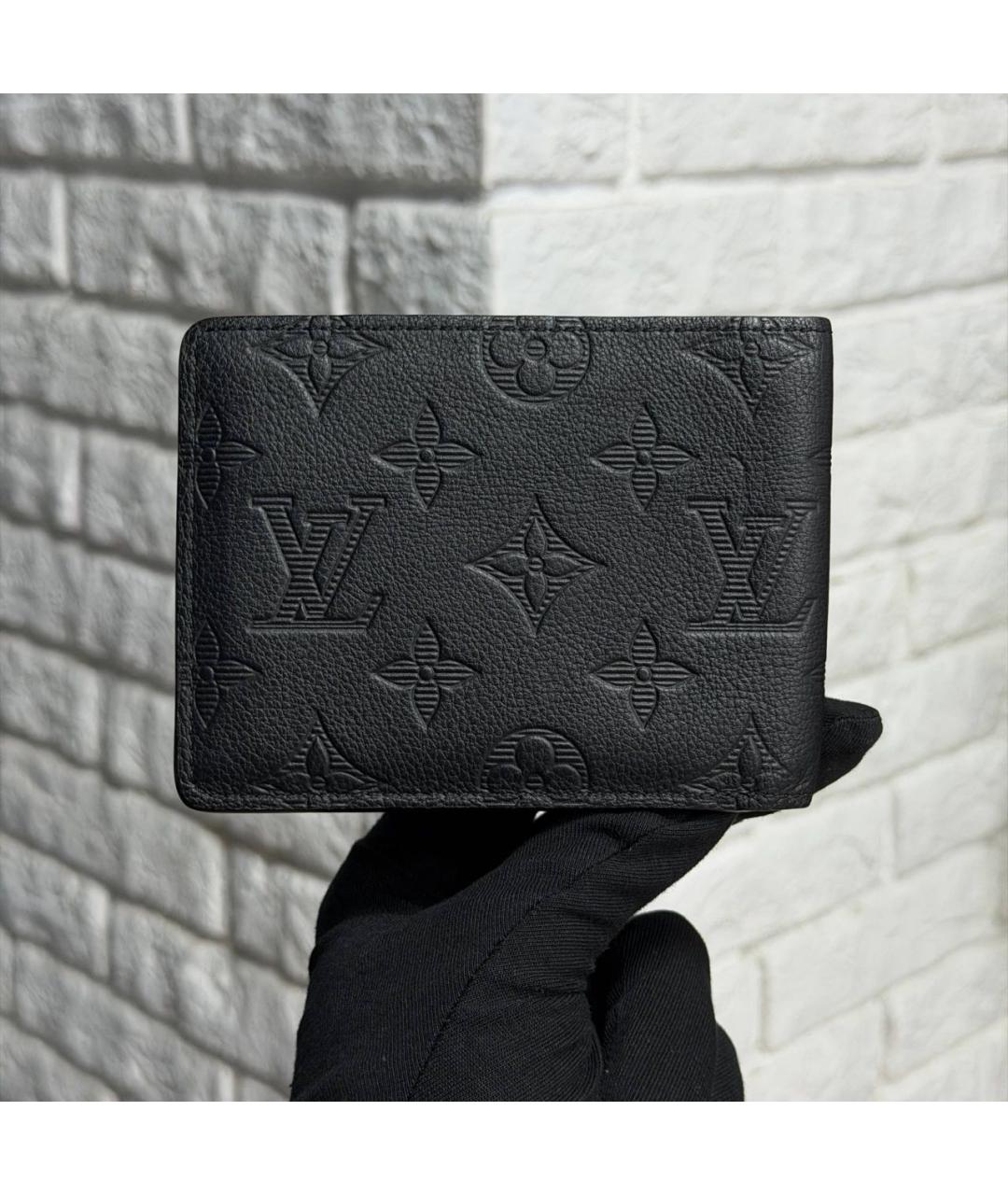 LOUIS VUITTON Черный кожаный кошелек, фото 1