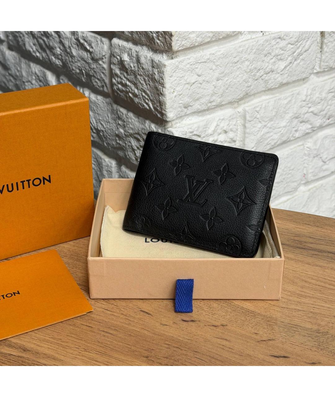 LOUIS VUITTON Черный кожаный кошелек, фото 2