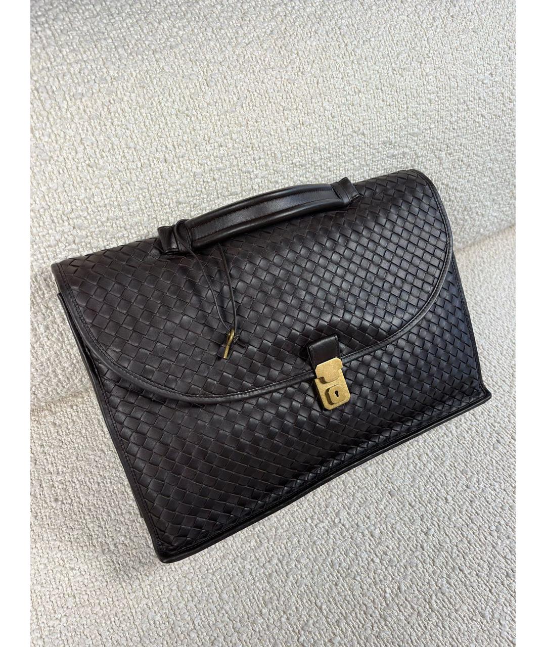 BOTTEGA VENETA Коричневый кожаный портфель, фото 2
