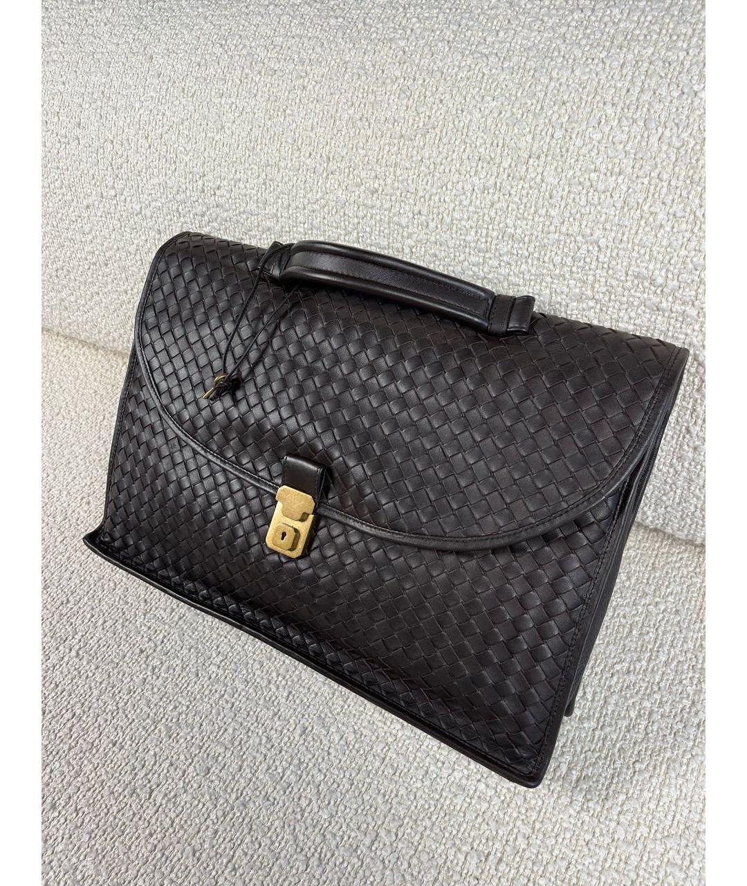 BOTTEGA VENETA Коричневый кожаный портфель, фото 5