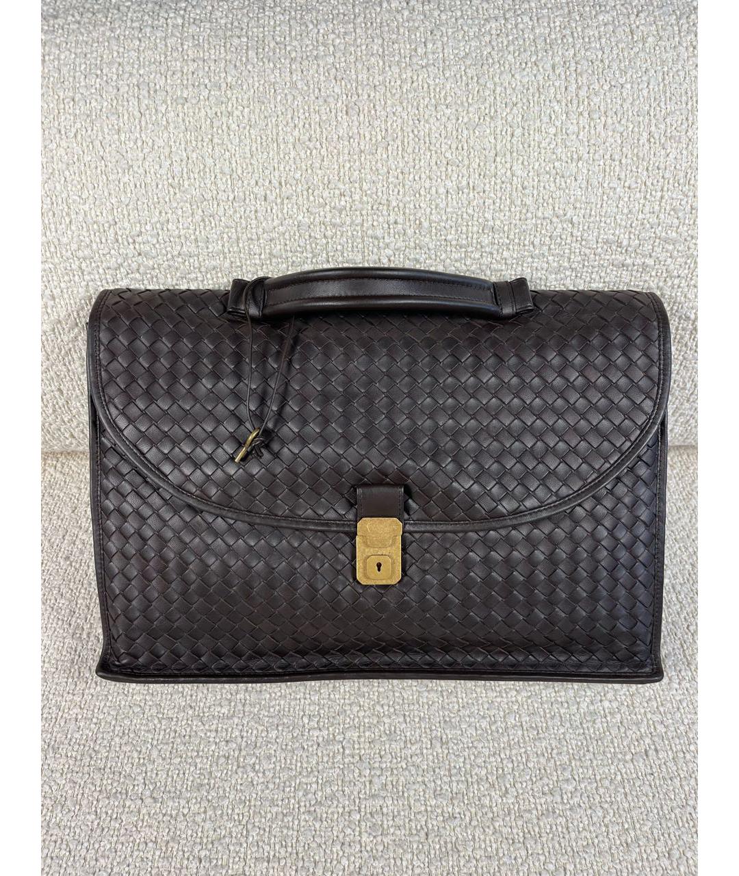 BOTTEGA VENETA Коричневый кожаный портфель, фото 9