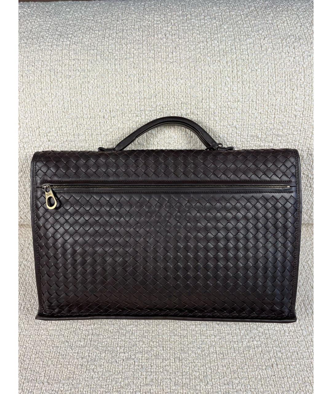 BOTTEGA VENETA Коричневый кожаный портфель, фото 3