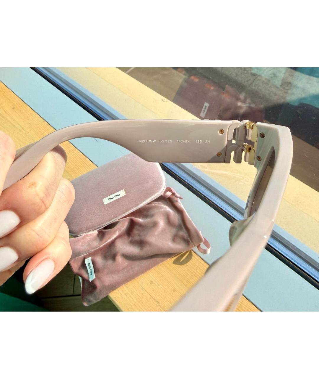 MIU MIU Розовые пластиковые солнцезащитные очки, фото 3