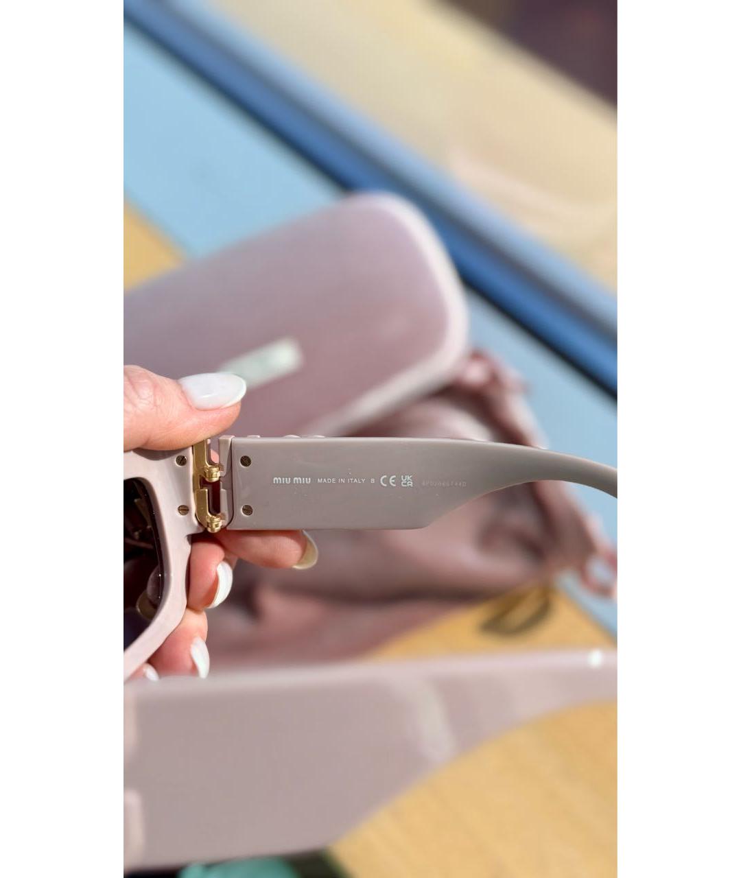 MIU MIU Розовые пластиковые солнцезащитные очки, фото 4
