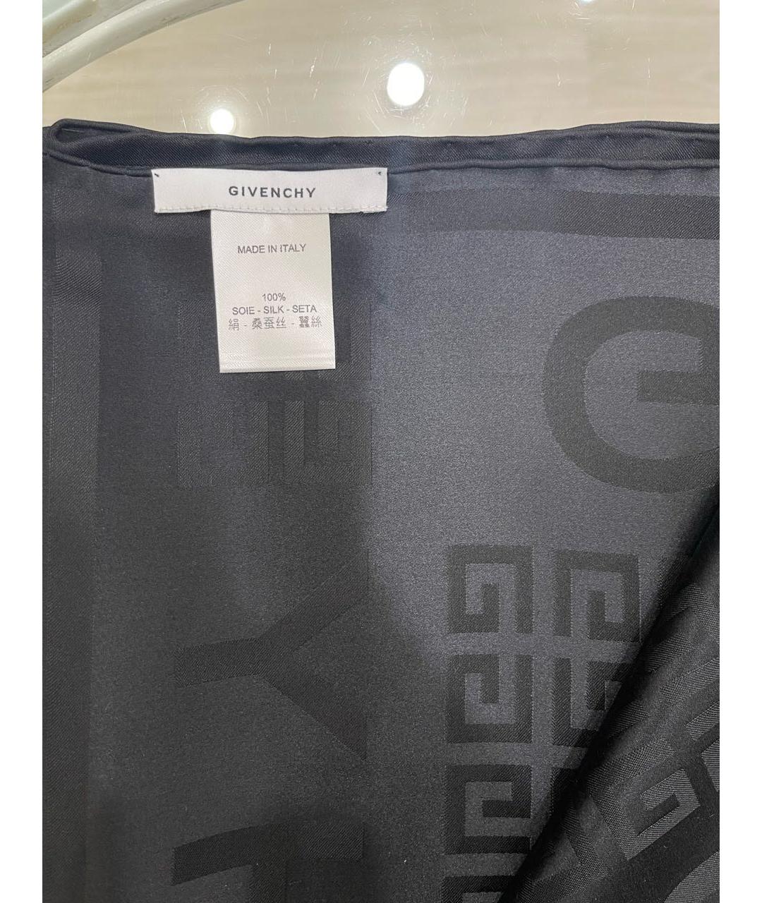 GIVENCHY Черный шелковый шарф, фото 3