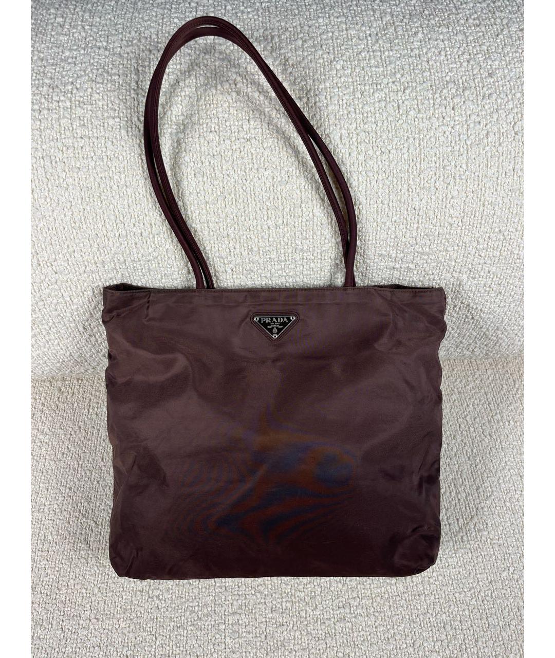 PRADA Коричневая синтетическая сумка тоут, фото 9