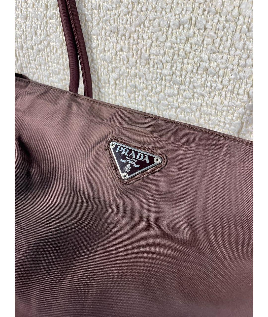 PRADA Коричневая синтетическая сумка тоут, фото 7