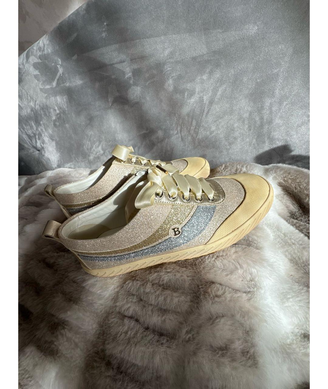 BALLY Золотые кожаные кеды, фото 9