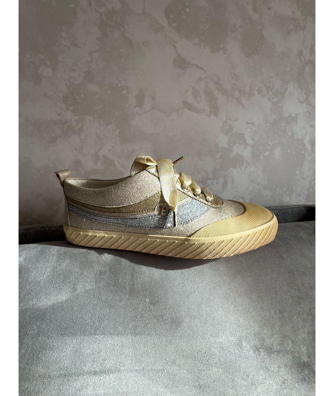 BALLY Золотые кожаные кеды, фото 10
