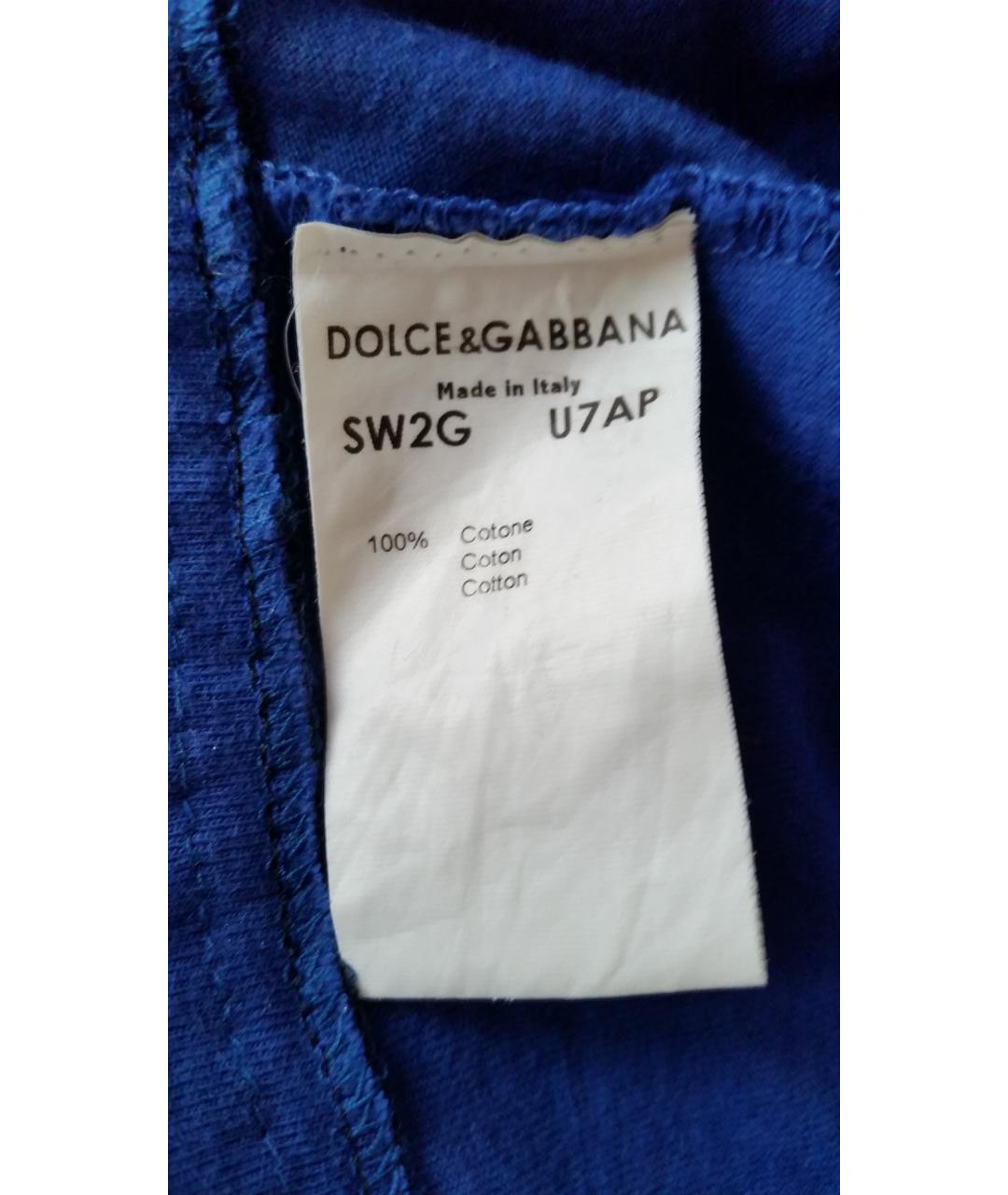 DOLCE&GABBANA Синяя хлопковая майка, фото 4